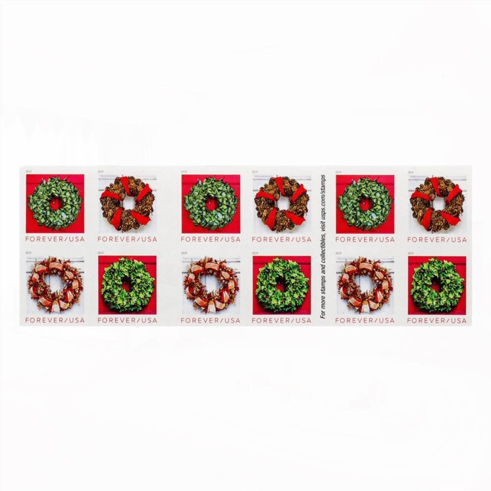 2019 US Holiday Wreaths Forever First-Class Postage Stamps