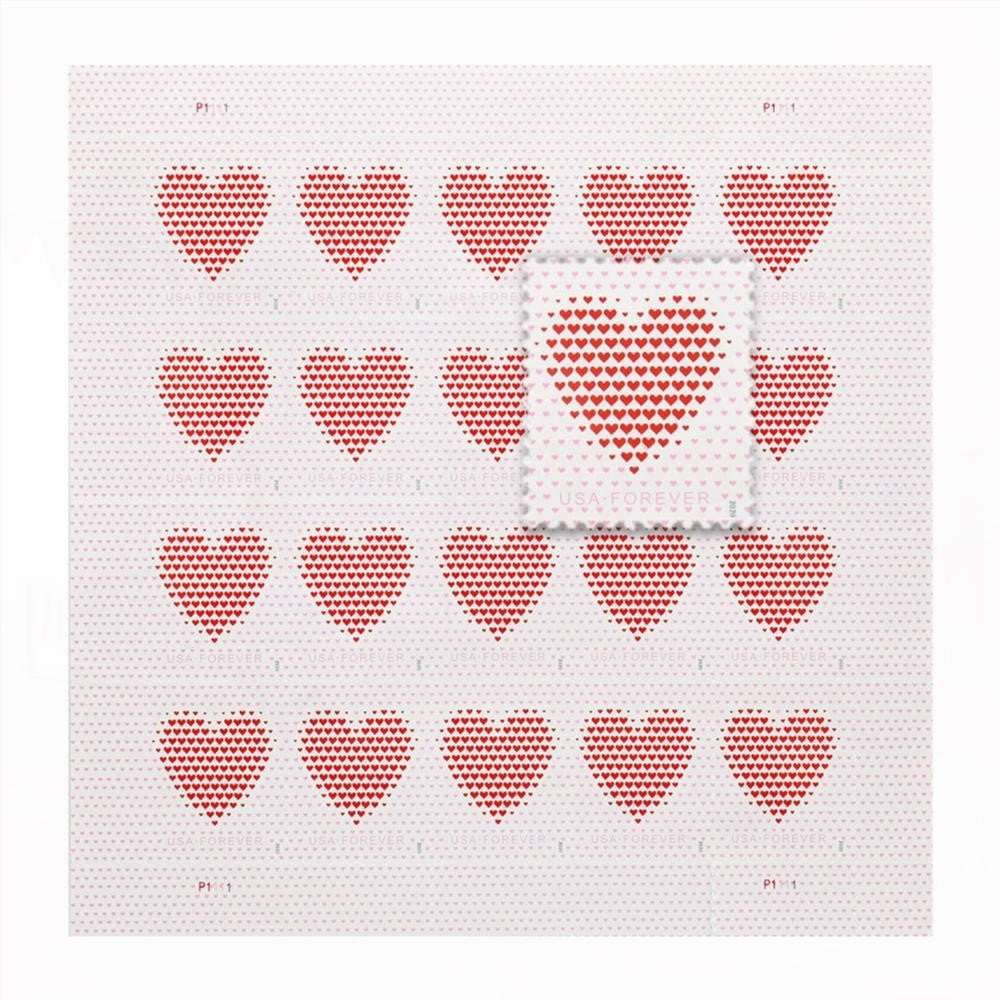 2020 US Made of Hearts Forever First-Class Postage Stamps Wedding