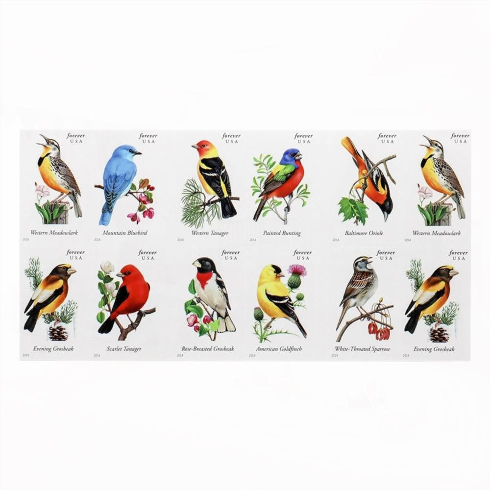 2014 US Imperforate Songbirds Forever First Class Postage Stamps