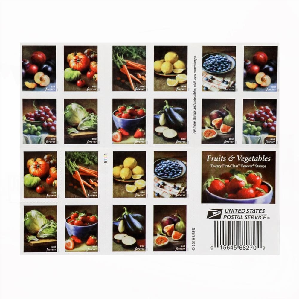 U.S. 2020 Fruits & Vegetables Forever Stamps