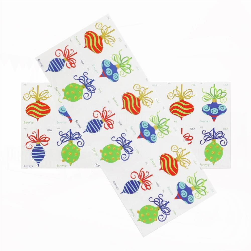 2011 First-Class Forever Stamp - Holiday Baubles: Green and Red Wavy Line Ornament (Ashton Potter)