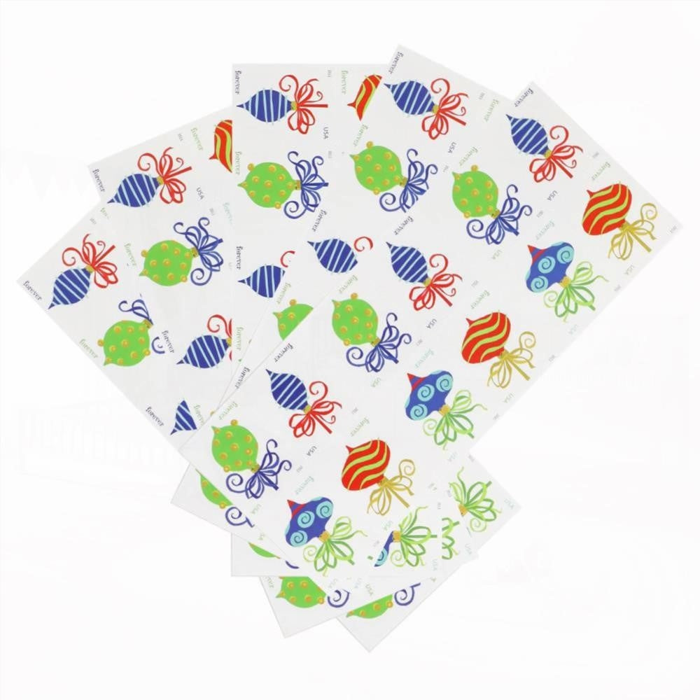 2011 First-Class Forever Stamp - Holiday Baubles: Green and Red Wavy Line Ornament (Ashton Potter)