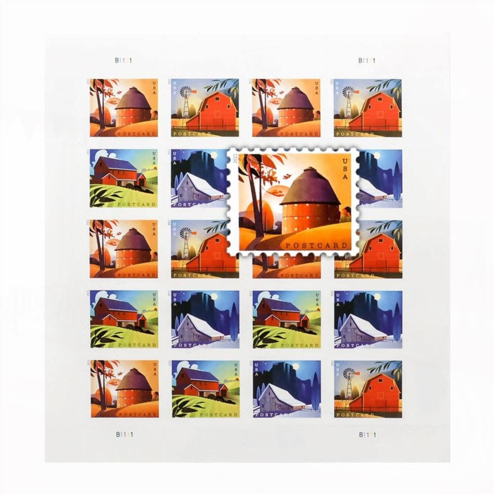 2021 US Barns Postcard Stamps Panes