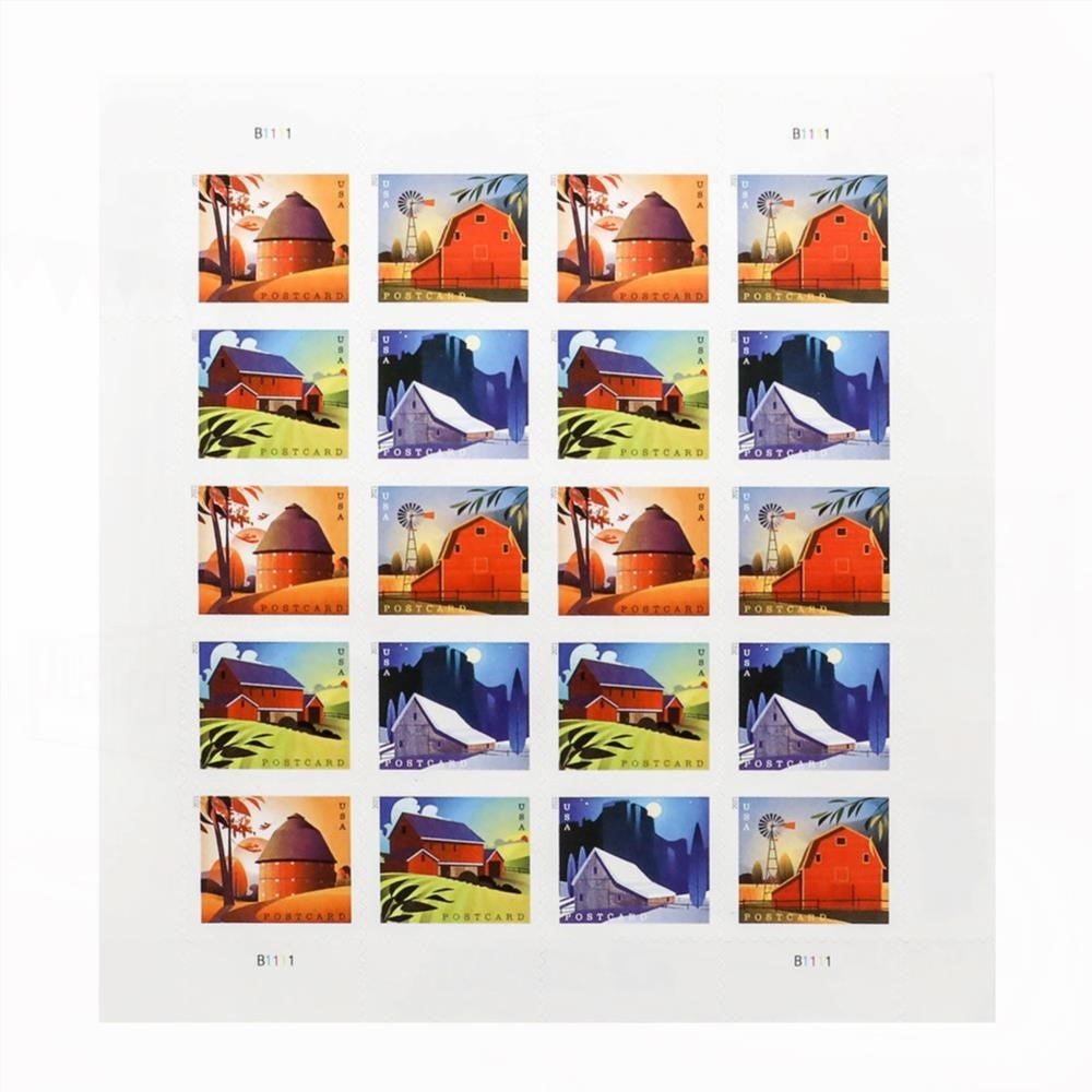 2021 US Barns Postcard Stamps Panes